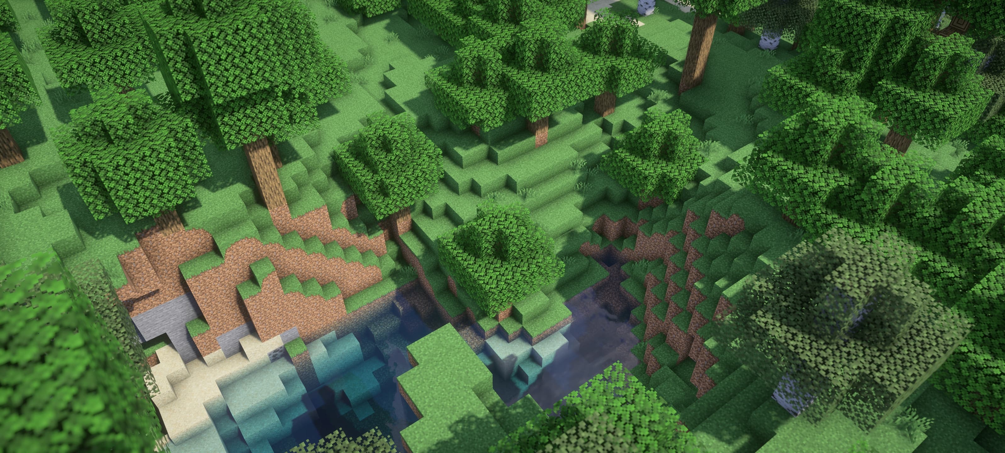 Minecraft landscape with rolling hills and flowers